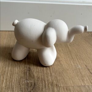 Minimalist White Ceramic Elephant Figurine